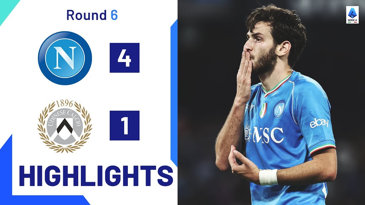 #ไฮไลท์ฟุตบอล [ นาโปลี 4 - 1 อูดิเนเซ่ ] กัลโช่ เซเรียอา อิตาลี 2023/28.9.66